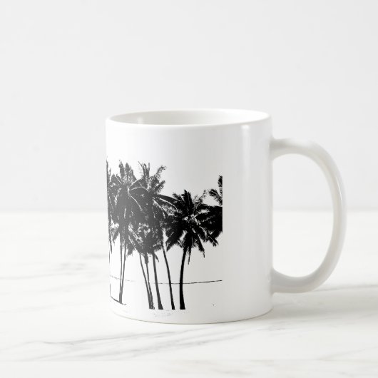 Schwarz-weiße Palmen Silhouette Kaffeetasse (Rechts)
