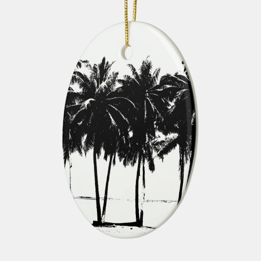 Schwarz-weiße Palmen Silhouette Keramik Ornament (Links)