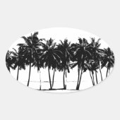 Schwarz-weiße Palmen Silhouette Ovaler Aufkleber (Vorderseite)