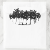 Schwarz-weiße Palmen Silhouette Ovaler Aufkleber (Tasche)