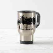 Schwarz-weiße Palmen Silhouette Reisebecher (VorderseiteRechts)