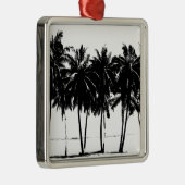 Schwarz-weiße Palmen Silhouette Silbernes Ornament (Rechts)