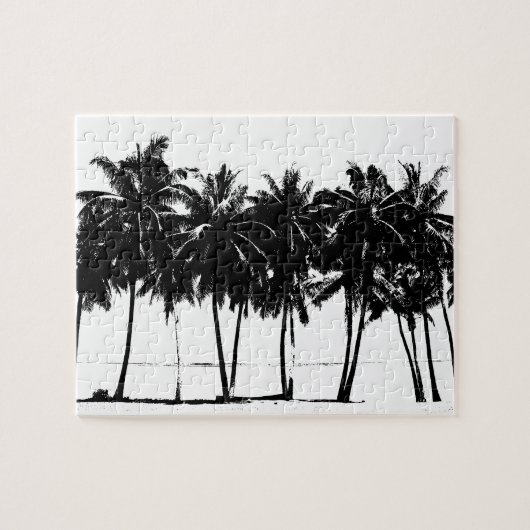 Schwarz-weiße Palmenbaumen Puzzle (Horizontal)