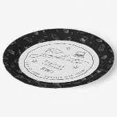 Schwarz-weiße Papierplatte aus Party Pappteller (Schrägansicht)