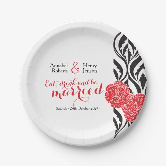 Schwarz-weiße Papiertafel Pappteller (Vorderseite)