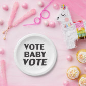 Schwarz-weiße Papiertüte "Abstimmung für Baby" Pappteller (Party)