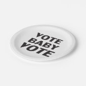 Schwarz-weiße Papiertüte "Abstimmung für Baby" Pappteller (Schrägansicht)