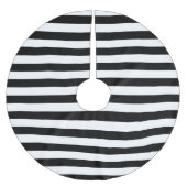 Schwarz-weiße Parallelstreifen Weihnachtsfeiertage Polyester Weihnachtsbaumdecke (Vorderseite)