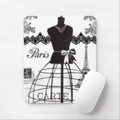 Schwarz-weiße Pariser Modepuppe Mousepad (Mit Mouse)