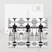 Schwarz-weiße Pariser Modepuppe Postkarte (Vorne/Hinten)