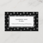Schwarz-weiße Paw druckt Beruflichen Pet Salon Visitenkarte (Vorderseite)