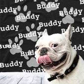 Schwarz-weiße Paw druckt Personalisierten Hundname Fleecedecke