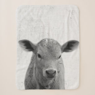 Schwarz-weiße Peekaboo-Kuh minimalistisches Kinder Sherpadecke