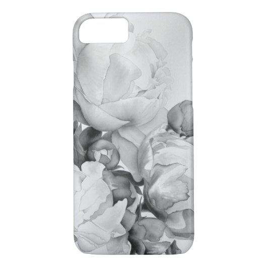 Schwarz-weiße Peelingkunst elegante Blumenkunst Case-Mate iPhone Hülle (Rückseite)