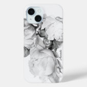 Schwarz-weiße Peelingkunst elegante Blumenkunst Case-Mate iPhone Hülle (Rückseite)