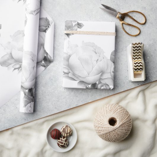 Schwarz-weiße Peelingkunst elegante Blumenkunst Geschenkpapier (Kunsthandwerk)