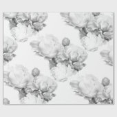 Schwarz-weiße Peelingkunst elegante Blumenkunst Geschenkpapier (Flach)