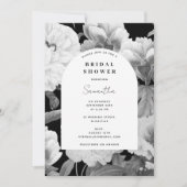 Schwarz-weiße Peonies Brautparty Einladung (Vorderseite)