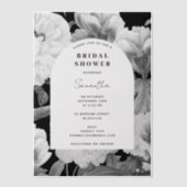 Schwarz-weiße Peonies Brautparty Pergament Einladungen (Vorderseite)