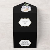 Schwarz-weiße Peony Blume Sommerhochzeit All In One Einladung (Außenbereich)