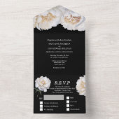 Schwarz-weiße Peony Blume Sommerhochzeit All In One Einladung (Innen Boden)