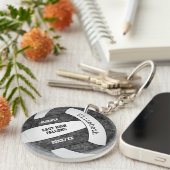 Schwarz-weiße personalisierte Mannschaftsvolleybal Schlüsselanhänger (Vorderseite rechts)