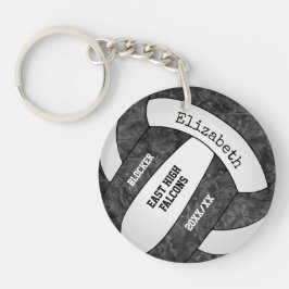 Schwarz-weiße personalisierte Mannschaftsvolleybal Schlüsselanhänger