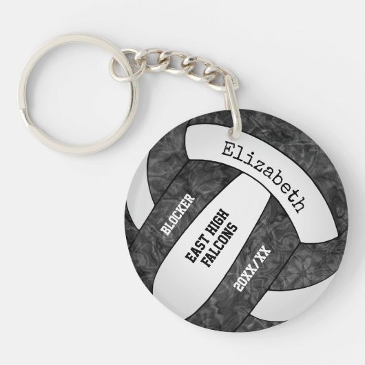 Schwarz-weiße personalisierte Mannschaftsvolleybal Schlüsselanhänger (Vorderseite)