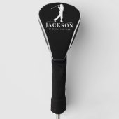 Schwarz-weiße Personalisierte Mongram Golf Swing Golf Headcover (Vorderseite)