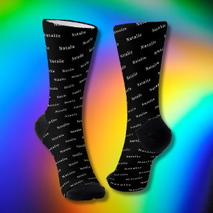 Schwarz weiße personalisierte Namenssocken mit ind Socken