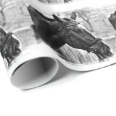 Schwarz-weiße Pferdekizze Geschenkpapier (Rolleneckpunkt)