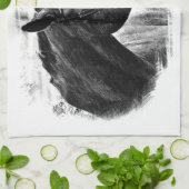 Schwarz-weiße Pferdekizze Geschirrtuch (Gefaltet)