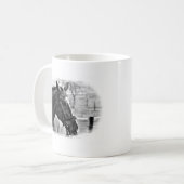 Schwarz-weiße Pferdekizze Kaffeetasse (Vorderseite Links)