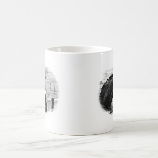 Schwarz-weiße Pferdekizze Kaffeetasse (Mittel)