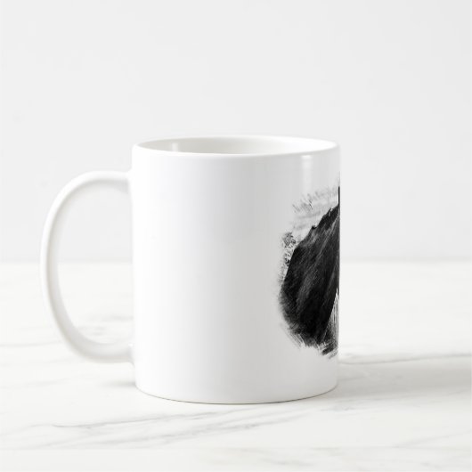 Schwarz-weiße Pferdekizze Kaffeetasse (Links)