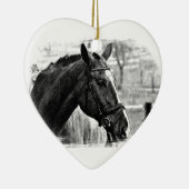 Schwarz-weiße Pferdekizze Keramikornament (Rechts)
