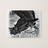 Schwarz-weiße Pferdekizze Puzzle (Horizontal)