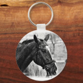 Schwarz-weiße Pferdekizze Schlüsselanhänger (Vorderseite)