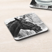 Schwarz-weiße Pferdekizze Untersetzer (Linke Seite)