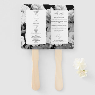 Schwarz-weiße Pfingstrosen-Aquarell-Blumenhochzeit Fächer