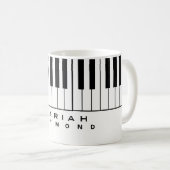 Schwarz-weiße Piano-Tasse mit Pianistin Kaffeetasse (VorderseiteRechts)