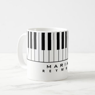 Schwarz-weiße Piano-Tasse mit Pianistin Kaffeetasse