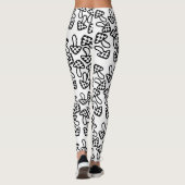 Schwarz-weiße Pilze Leggings (Rückseite)