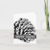 Schwarz-weiße Pine Cone Happy Winter Solstice Karte (Vorderseite)