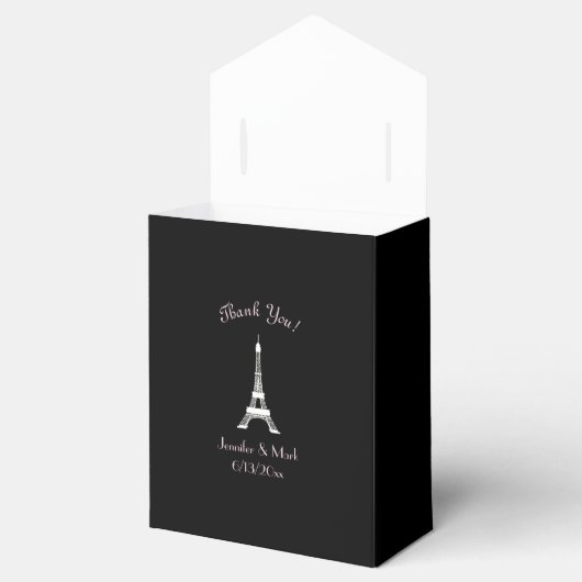 Schwarz-weiße Pink French Eiffelturm Hochzeit Geschenkschachtel (Geöffnet)