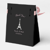 Schwarz-weiße Pink French Eiffelturm Hochzeit Geschenkschachtel (Rückseite)