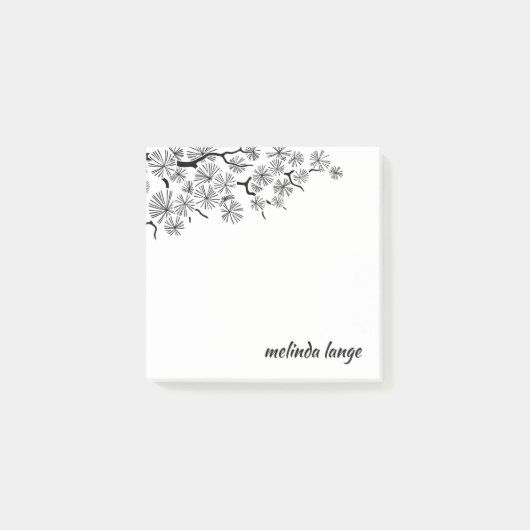 Schwarz-weiße Pinselspitze Post-it Klebezettel (Vorderseite)