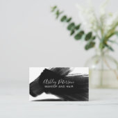 Schwarz-weiße Pinselstriche Visitenkarte (Stehend Vorderseite)