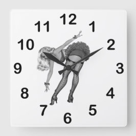Schwarz-weiße PinUp-Girls der Wall-Uhr (19) Quadratische Wanduhr