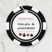 Schwarz-weiße Poker Chips Danke Vegas Wedding Geschenkanhänger (Rückseite)